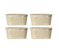 Powdered Whitewashed Trough Window Box 42cm - Decorative Plastic Outdoor Planter with Drainage Holes - Weatherproof Plastic Outdoor Planter with Drainage Holes Flower Pot for Gardens (4, Ginger)