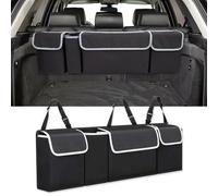 POWEC Car Boot Organiser for Volvo S40 S60 S60 S80 C30 V70 V50 V60 V40 V90 XC40 XC60 XC90 XC70 Foldable Car Tidy Storage Bag with Dividers and Lid Durable Large Volume Car Boot Storage Organiser