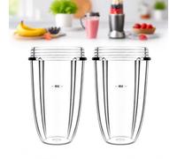 Poweka 18oz Blender Cups Compatible with NutriBullet 600W & 900W, 2 Pack | 18oz Blender Juicer Mixer Replacement Cups, Food-Grade BPA-Free Plastic, Leak-Resistant Design, for Fruit Drinks & Smoothies