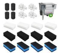 Poweka Aquarium Filter Media Replacement Kit for AquaClear 50/200 Power Filter, Fits 20-50 Gallon Tanks - Includes Ceramic Rings, Carbon Filters, 3-in-1 Carbon Pads, Foam & Inlet Sleeves