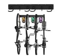 Poweka Bike Storage Rack, 32Inch Heavy Duty 4 Bicycles Bike Wall Mount Garage Organizer & 3 Helmet Hooks, Overall Hold Up to 400 LBS, Adjustable Indoor Bicycle Storage Mounted