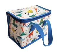 Powell Craft Colourful Dinosaur Print Foil Insulated Lunch Bag in Cream and Blue