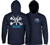 Powell Peralta Rat Bones Navy Hooded Sweatshirts, Navy, X-Large