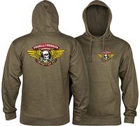 Powell Peralta Winged Ripper Hoody Sweatshirts, Army Heather, Large