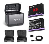 PoweLyt 360 X5 Battery Charger Set 2 Packs 2800mAh Waterproof X5 Batteries and 2 Channels X5 Battery Charger with Battery Case Can Store Misro SD Card Fully Compatible with 360 X5 Action Camera