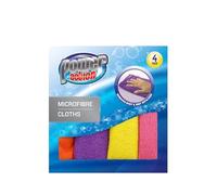 Power Action Microfibre Cloths Pack of 4 - General Purpose Cleaning Cloths for Kitchen, Glass, Car & Home, Reusable & Lint-Free