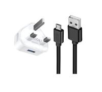 Power Adaptor & USB Cable Wall Charger for Vodafone Smart Prime 7 - 2A Fast Charger, 5V, 480Mbps Data, UK Plug, Aluminium Casing (6555HH1GFF6385)