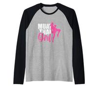 Power and Elegance Muay Thai Girl Raglan Baseball Tee