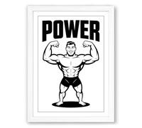 Power and Strength Vintage Framed Wall Art Print A1 (84.1×59.4cm) White, Wall Decor for Living Room, Bedroom, Office & Home, Ready to Hang, Art Gift