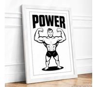 Power and Strength Vintage Framed Wall Art Print A4 (29.7×21cm) White, Wall Decor for Living Room, Bedroom, Office & Home, Ready to Hang, Art Gift