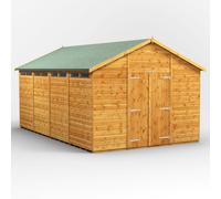 Power Apex Roof Double Door Security Shed 16'x10' Golden Brown