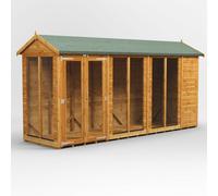 Powersheds Apex Roof Summerhouse 14' x 4', Golden Brown Timber