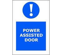 Power Assisted Door | High Visibility Safety Warning Sign | Aluminium Sign for Workplace Office School Warehouse Public Building Indoor Outdoor Wall Door