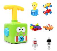 Power Balloon Car Toy for Kids, Balloon Powered Launcher Car Toy Set for Kids Science Toy, Inflatable Balloon Pump Hand Push Mini Plastic Air Power Balloon Racer Vehicle Cars Racer Kit Gifts (Frog)