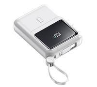Power Bank 10000 mAh Mini Self-Contained Corded PD20W Large Capacity Compact Portable Fast Charging Mobile Power Supply,White