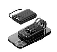 Power Bank 10000 MAh Portable Creative Comes With Four-Wire Shared (Color : Black, Size : 10000mAh)