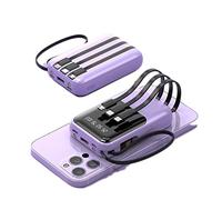 Power Bank 10000 MAh Portable Creative Comes With Four-Wire Shared (Color : Purple, Size : 8000mAh)