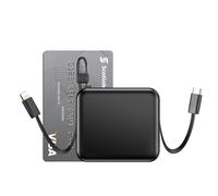 Power Bank 10000 mAh Ultra Slim and Lightweight Quick Charge 22.5 W PD 3.0 - Portable External Battery Mini (6.8 cm) Only 170 g - 3 USB-C/USB-A Ports - LCD Screen % Battery (Black)