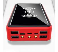 Power Bank， 100000Mah Portable Solar Wireless Charger - External Battery with LED Status Indicator, High-Capacity Powerbank