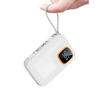 Power Bank 10000mAh, 22.5W Fast Charging Portable Charger With Built in Type-C and iOS Output Cables, LED Display, USB C In/Out External Battery Pack for iPhone iPad Samsung Android (White)