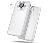 Power Bank 10000mAh, 3A Phone Charger Power Bank Fast Charging with USB-C in&out, 4 Outputs Portable Charger Battery Pack with Built-in Cables Compatible with iPhone16/15/12/11/13/14/Tablets/Samsung