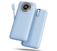 Power Bank 10000mAh, 3A Phone Charger Power Bank Fast Charging with USB-C in&out, 4 Outputs Portable Charger Battery Pack with Built-in Cables Compatible with iPhone16/15/12/11/13/14/Tablets