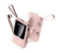 Power Bank 10000mAh Fast Charging Portable Charger with Built-in Cables, Small USB C Battery Pack for iPhone 16 15 14 13 Android Google Pixel etc (Pink)