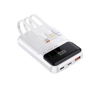 Power Bank 10000mAh PD 22.5W QC 4.0 Quick Charge USB C Outputs with Built in Fast Charging Cables Portable Charger Battery Pack Compatible with iPhone Samsung Google Pixel LG (White)