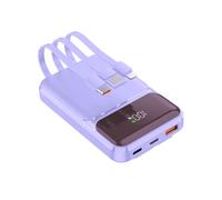 Power Bank 10000mAh PD 22.5W QC 4.0 Quick Charge USB C Outputs with Built in Fast Charging Cables Portable Charger Battery Pack Compatible with iPhone Samsung Google Pixel LG (Purple)
