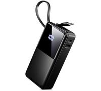 Power Bank, 10000mAh Portable Charger High-Speed Charging 3A USB-C in & out, Pocket Size Battery Pack with Built in Cable, Lightweight Powerbank for iPhone 17/16/15/14, Samsung, Android Phone/Tablet