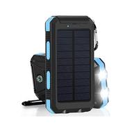 Power Bank,10000mAh Solar Charger Power-Bank with Flashlight Big Capacity Outdoor Travel Portable Fast Charger External Battery,Blue