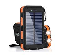 Power Bank,10000mAh Solar Charger Power-Bank with Flashlight Big Capacity Outdoor Travel Portable Fast Charger External Battery,Orange