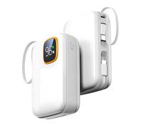 Power Bank 20000mAh, 22.5W Fast Charging Portable Charger with Built-in Cables,4 Outputs & LED Display, USB C Battery Pack Compatible with iPhone 16 15 14 13 Android and More (White)