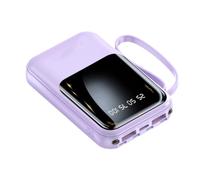 Power Bank 20000mah Compact Portable Built in Cable 2 Outputs 2 Inputs Powerbank Led Display Battery Charger Real Time Compatible Smartphone(20000mah/purple)