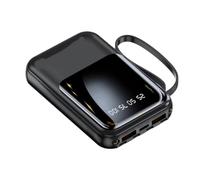 Power Bank 20000mah Compact Portable Built in Cable 2 Outputs 2 Inputs Powerbank Led Display Battery Charger Real Time Compatible Smartphone(10000mah/black)