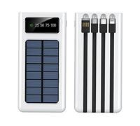 Power Bank,20000mAh Solar PowerBank with Flashlight Outdoor Travel Portable Fast Charger External Battery with Built in Cables 2pcs Big Capacity Backup Battery with Led Display