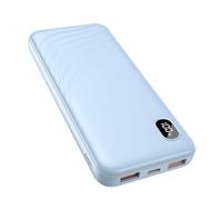 Power Bank, 22.5W PD/QC 3.0 Fast Portable Charger with 10000mAh Battery Pack, Powerbank with 3 Outputs & 2 Inputs/LCD Display, Allows Simultaneous Charging and Discharging, Light Blue