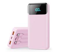 Power Bank 26800 mAh, USB C Power Bank with Cable 25 W PD+QC4.0 Fast Charging External Mobile Phone Batteries Quick Charge Portable Charger with LED Display 5 Outputs Compatible with iPhone 16/15