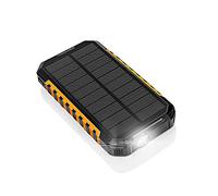 Power Bank 26800Mah Solar Charger Poverbank Fast Charging Single Panel/4 Panel 6W High Efficiency with Flashlight Outdoor,Orange single panel