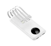 Power Bank， 30000mAh Built in Cable Powerbank with 5 Outputs High Capacity External Battery Pack for Smartphone 5V 2.1A Fast Charging,White,147 * 69cm