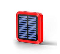Power Bank 30000mAh Solar Portable Charger 3 USB Ports External Charger with Flashlight PowerBank Fast Charging,Red