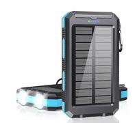 Power Bank 36800mAh Solar Portable Charger with USB-C 5V/2.4A Fast Charging Compatible with iPhone, with 2 LED Flashlights and IPX5 Waterproof External Backup Battery Pack Perfect for Camping, Hiking