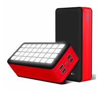 Power Bank, 50000Mah 32 Leds Flashlight 10W Portable Charger with 4 USB Outputs And 2 Inputs,Huge Capacity External Battery Pack for Phone And Mobile Devices,Red