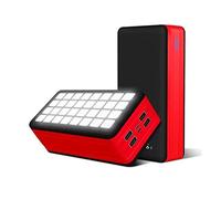 Power Bank, 50000Mah 32 Leds Flashlight 10W Portable Charger with 4 USB Outputs And 2 Inputs, Huge Capacity External Battery Pack for Phone And Mobile Devices,Red