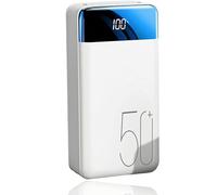 Power Bank，, 50000Mah Fast Charging s Portable External Battery Pack [3 Output 3 Input ] LED Display Mobile Charger with Flashlights for Phone and More(White)