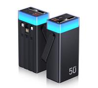 Power Bank 50000mAh Fast Charging with Built in Cable, Battery Pack 22.5W Huge Capacity USB-C 5 Outputs & 2 Inputs LED Display Portable Charger PowerBank Compatible with iPhone Android etc