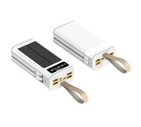 Power Bank，50000Mah Large Capacity, 25W Fast Charging Portable Charger with Leds Flashlight, Built-In Two Cables 7 Ports External Battery Pack for Smart Devices,White