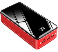 Power Bank， 50000Mah Large-Capacity Mirror Digital Display Screen Fast Charge Comes with A Shared,Red
