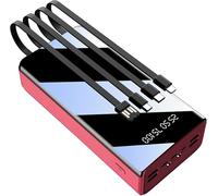 Power Bank， 50000Mah Portable Charger, Large Capacity Battery Pack with Built-In Charging Cable That Can Charge 7 Devices at The Same Time, Support Fast Charge,Red
