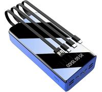 Power Bank， 50000Mah Portable Charger, Large Capacity Battery Pack with Built-In Charging Cable That Can Charge 7 Devices at The Same Time, Support Fast Charge,Blue